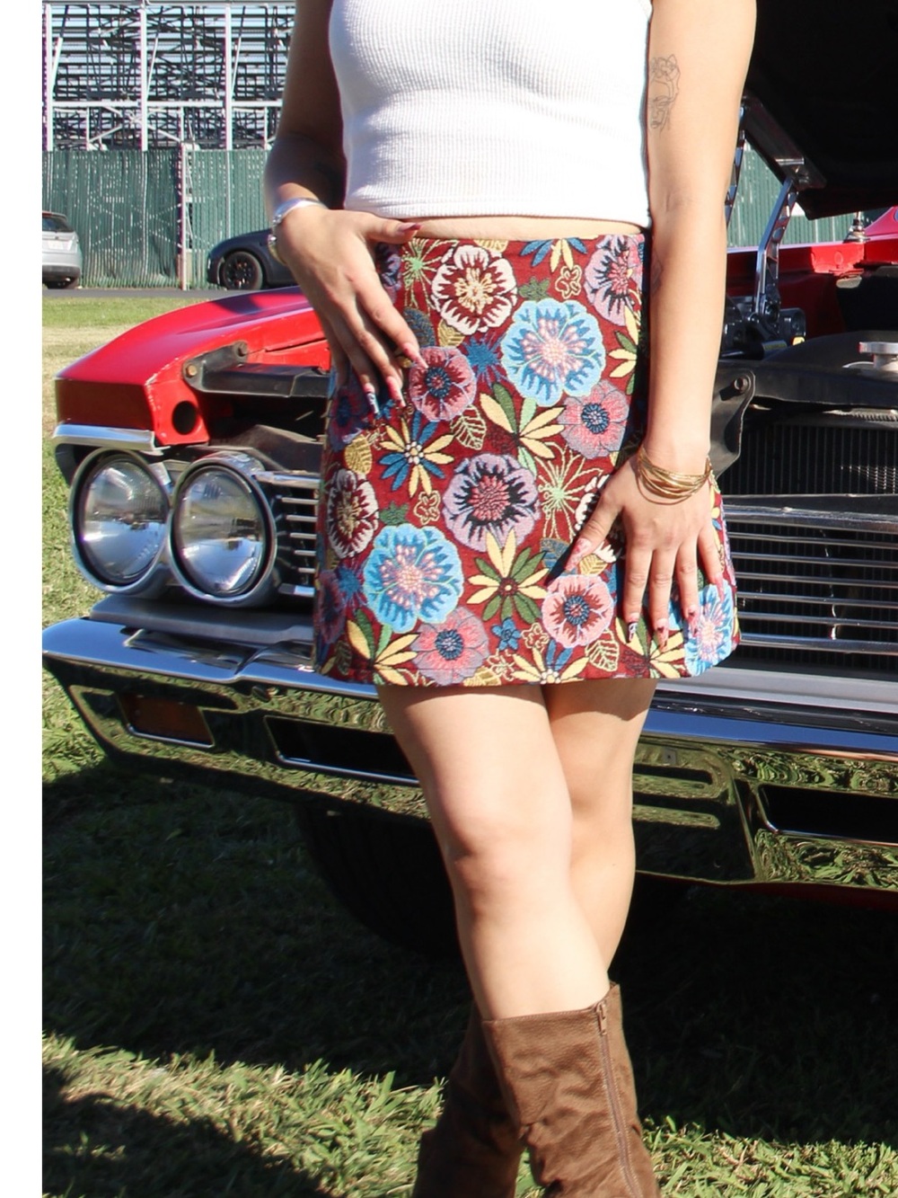Floral Mosaic Mini Skirt - Multicolor